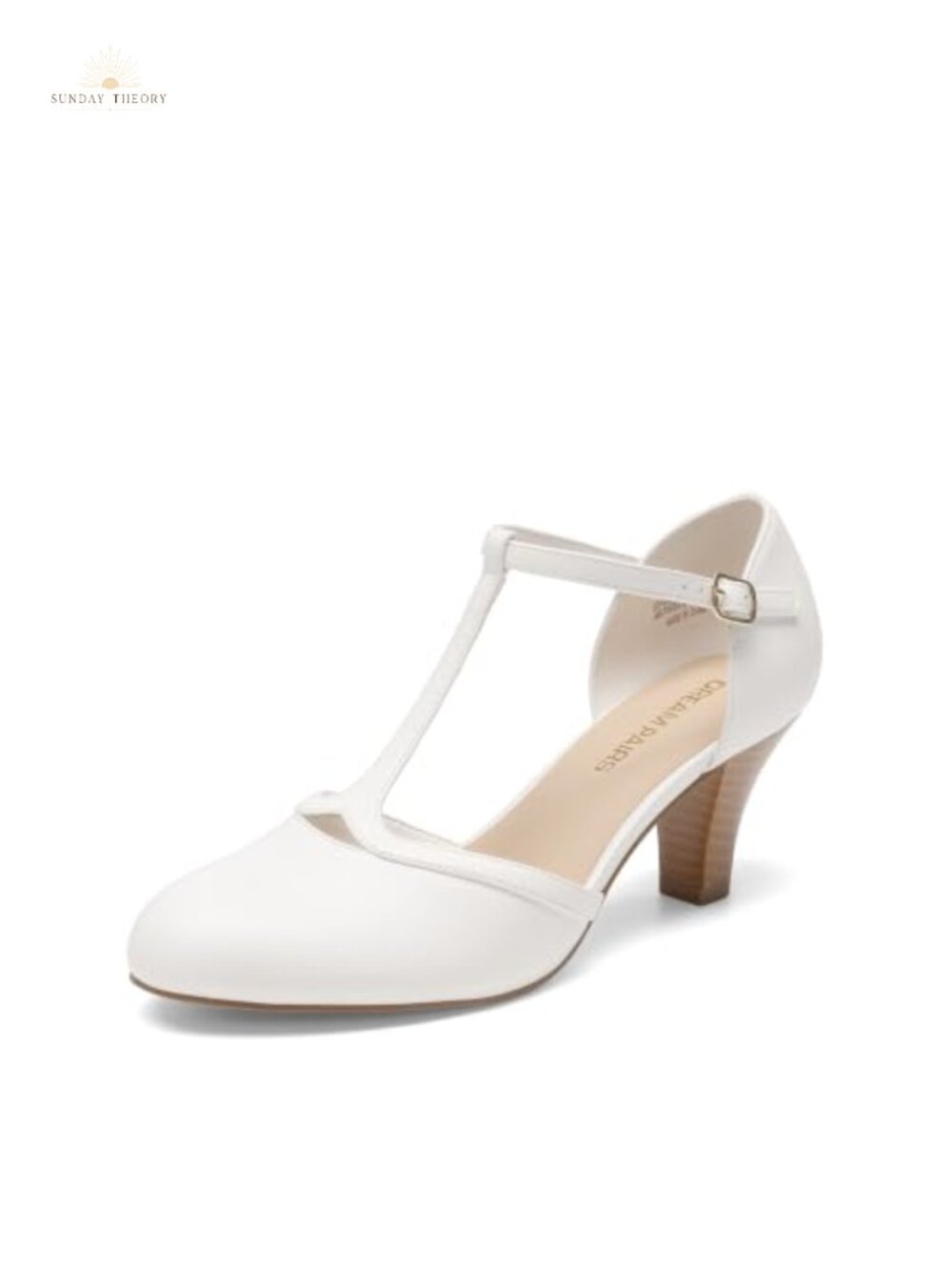 Women's T-Strap Block Heel Pump Faux Leather Round Toe Dress Shoes